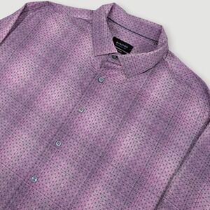 Bugatchi OoohCotton Tech 8 Way Stretch Geometric Shirt Mens 3XL Purple